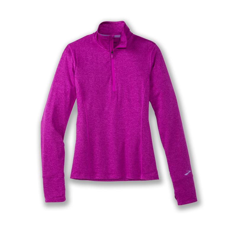 Brooks Womens Dash 1/2 Zip Running Jackets - Heather Magenta (047963-IHP)